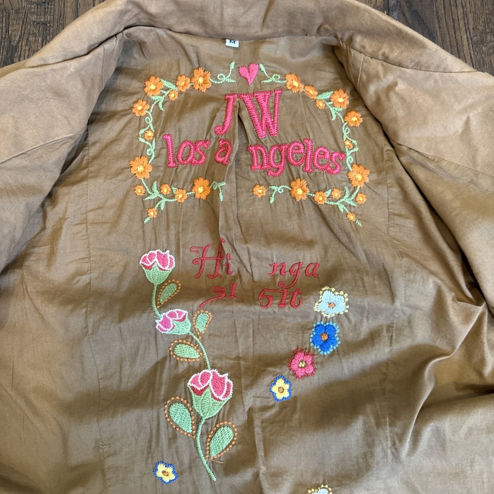 Johnny Was JW Los Angeles Tan Embroidered Western Cut Jacket Womens Sz Medium - Picture 12 of 13